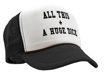 Load image into Gallery viewer, All This + A Huge D**k - Vintage Retro Style Trucker Cap Hat - Five Panel Retro Style TRUCKER Cap
