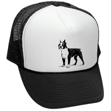 Load image into Gallery viewer, Boston Terrier Trucker Hat - Mesh Cap - Flat Bill Snap Back 5 Panel Hat
