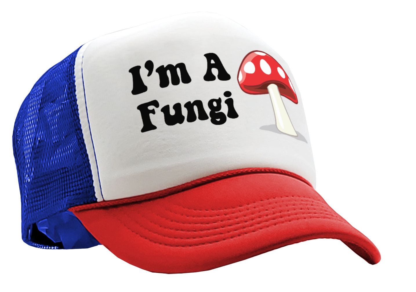 I'M A FUNGI - funny parody joke gag - Vintage Retro Style Trucker Cap Hat - Five Panel Retro Style TRUCKER Cap