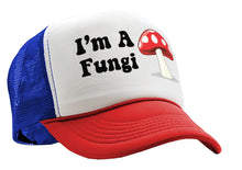 Load image into Gallery viewer, I&#39;M A FUNGI - funny parody joke gag - Vintage Retro Style Trucker Cap Hat - Five Panel Retro Style TRUCKER Cap
