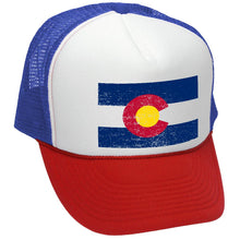 Load image into Gallery viewer, COLORADO FLAG - coloradan mountain state - Adult Trucker Cap Hat - Five Panel Retro Style TRUCKER Cap
