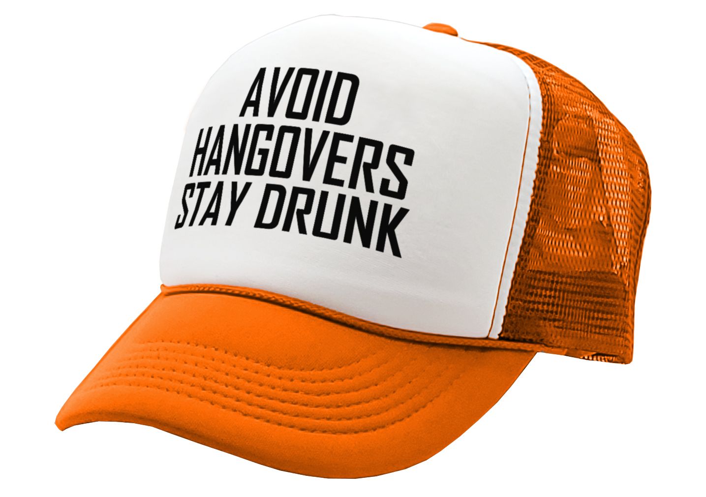 AVOID HANGOVERS - Stay Drunk - funny joke - Vintage Retro Style Trucker Cap Hat - Five Panel Retro Style TRUCKER Cap