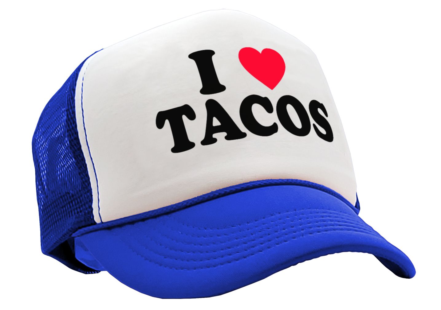 I LOVE TACOS - heart - Five Panel Retro Style TRUCKER Cap