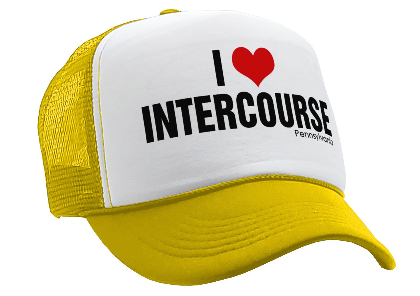 I HEART INTERCOURSE pennsylvania pa joke - Vintage Retro Style Trucker Cap Hat - Five Panel Retro Style TRUCKER Cap