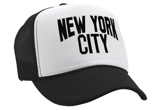 NEW YORK CITY - retro mod lennon meme - Vintage Retro Style Trucker Cap Hat - Five Panel Retro Style TRUCKER Cap