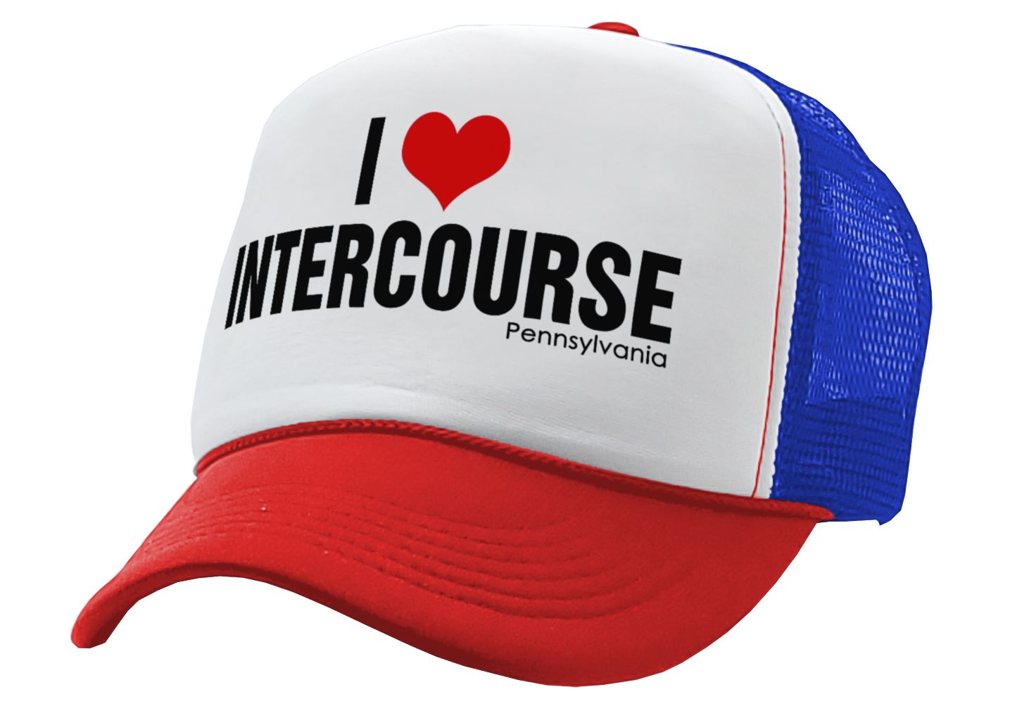 I HEART INTERCOURSE pennsylvania pa joke - Vintage Retro Style Trucker Cap Hat - Five Panel Retro Style TRUCKER Cap