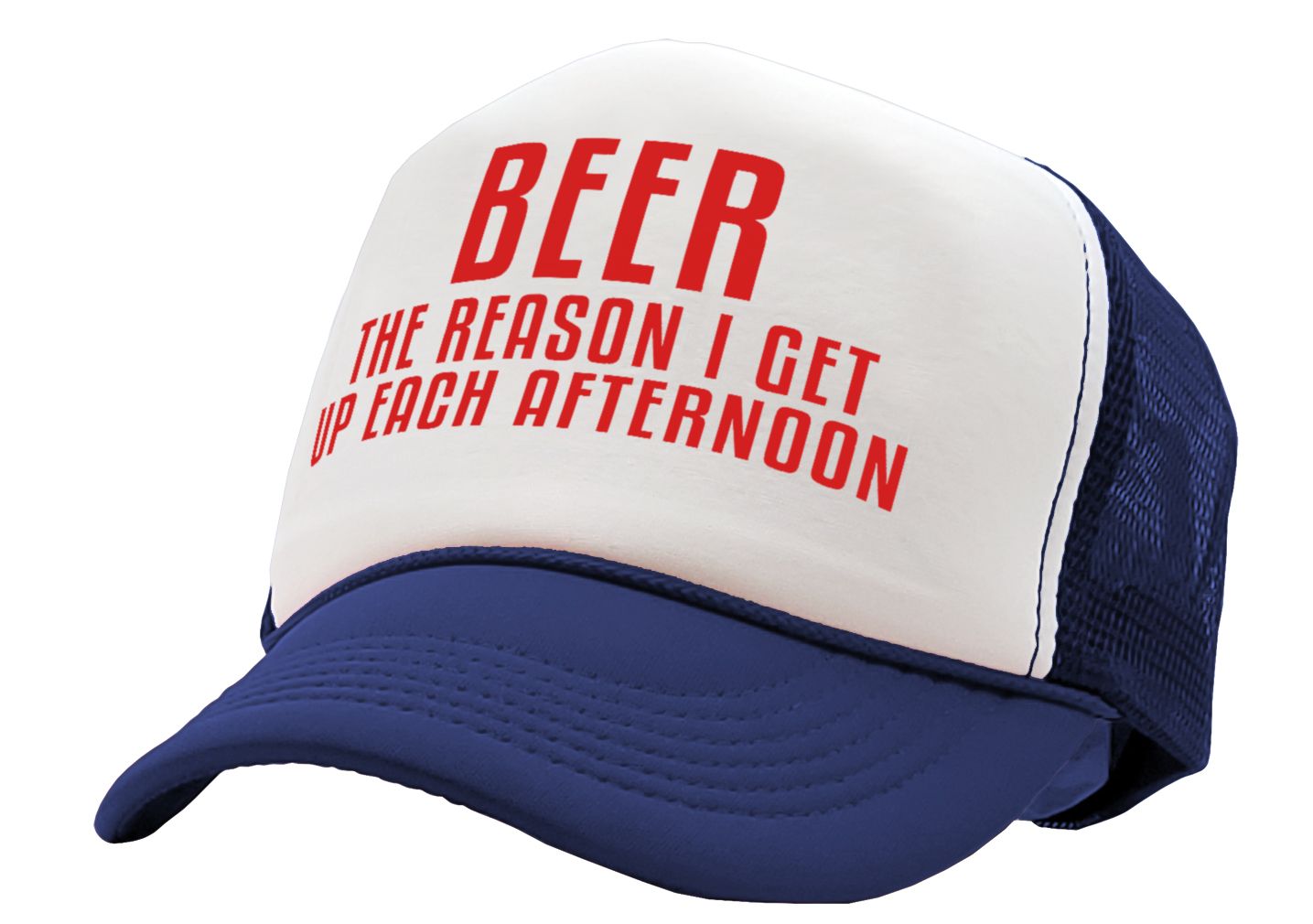 BEER - The Reason I Get up each AFTERNOON - Vintage Retro Style Trucker Cap Hat - Five Panel Retro Style TRUCKER Cap