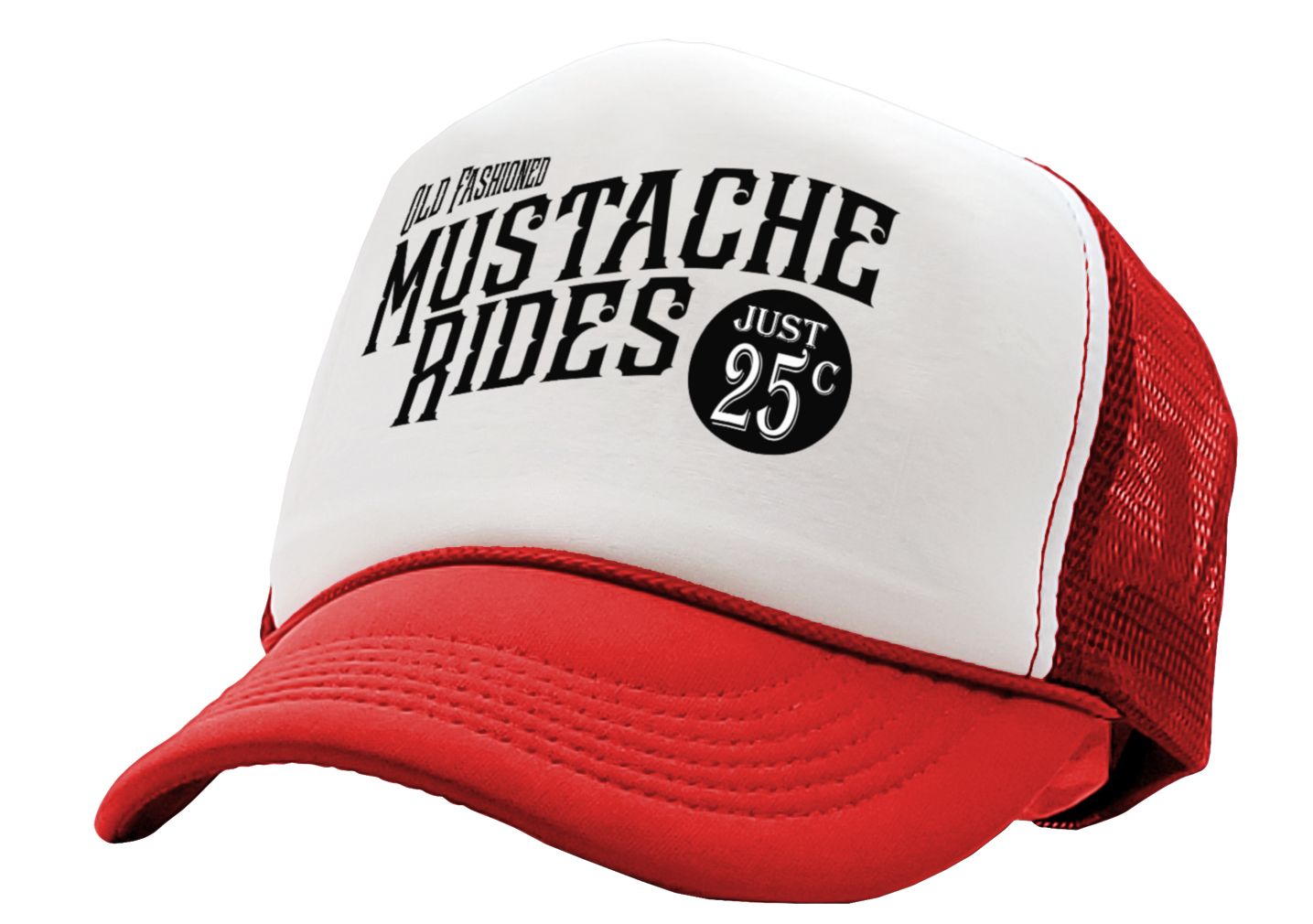 Old Fashioned MUSTACHE RIDES - Five Panel Retro Style TRUCKER Cap