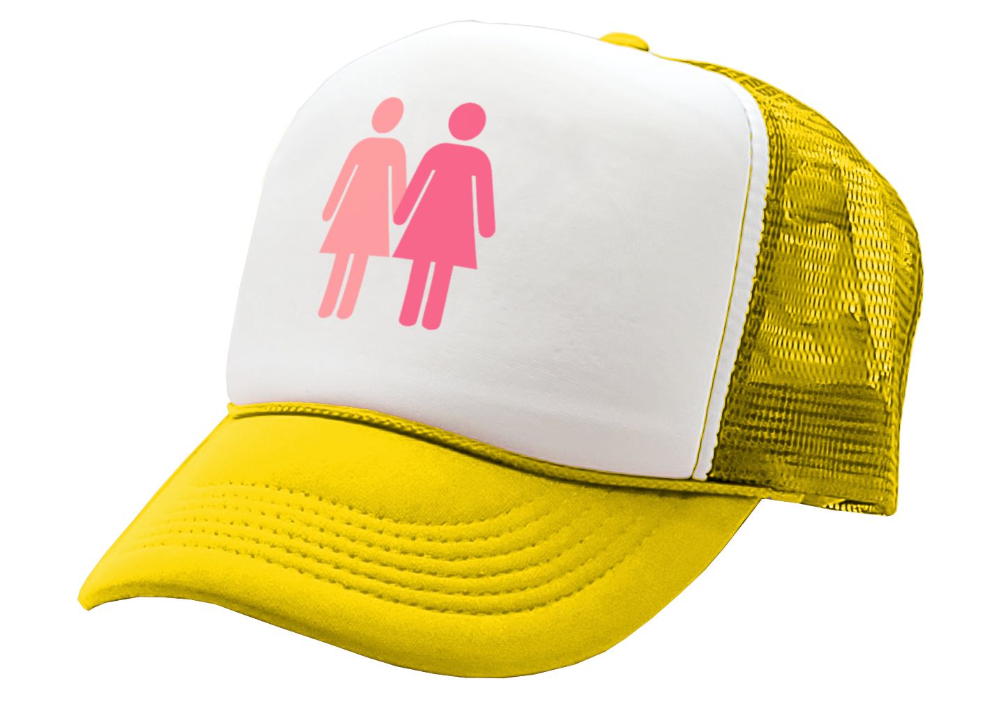 GIRL ON GIRL - lgbtq gay rights lesbian - Vintage Retro Style Trucker Cap Hat - Five Panel Retro Style TRUCKER Cap