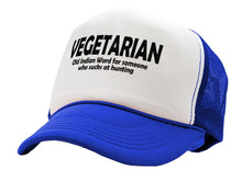 Load image into Gallery viewer, VEGETARIAN - BAD HUNTER - Five Panel Retro Style TRUCKER Cap
