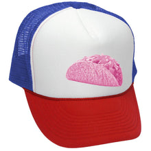 Load image into Gallery viewer, PINK TACO - funny joke gag prank sexy - Vintage Retro Style Trucker Cap Hat - Five Panel Retro Style TRUCKER Cap
