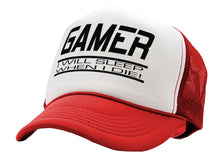 Load image into Gallery viewer, GAMER - I will SLEEP when I DIE - gaming - Vintage Retro Style Trucker Cap Hat - Five Panel Retro Style TRUCKER Cap
