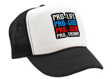 Load image into Gallery viewer, Pro God Life Gun - Vintage Retro Style Trucker Cap Hat - Five Panel Retro Style TRUCKER Cap
