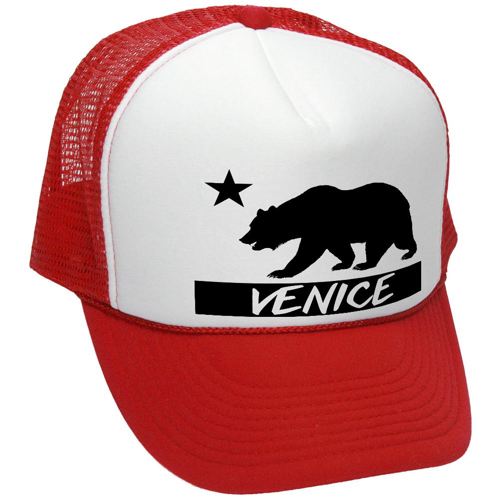 Venice Cali Bear Trucker Hat - Mesh Cap - Five Panel Retro Style TRUCKER Cap