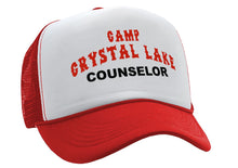 Load image into Gallery viewer, CRYSTAL LAKE COUNSELOR - funny 80s horror movie - Mesh Trucker Hat Cap - Five Panel Retro Style TRUCKER Cap
