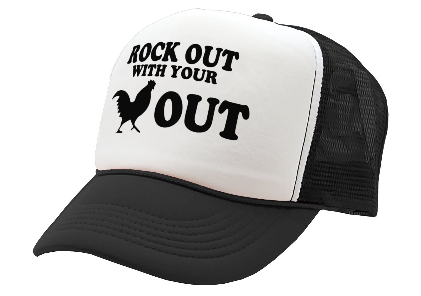 ROCK OUT with your COCK OUT - Vintage Retro Style Trucker Cap Hat - Five Panel Retro Style TRUCKER Cap