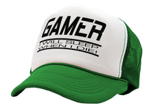 Load image into Gallery viewer, GAMER - I will SLEEP when I DIE - gaming - Vintage Retro Style Trucker Cap Hat - Five Panel Retro Style TRUCKER Cap
