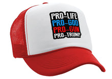 Load image into Gallery viewer, Pro God Life Gun - Vintage Retro Style Trucker Cap Hat - Five Panel Retro Style TRUCKER Cap
