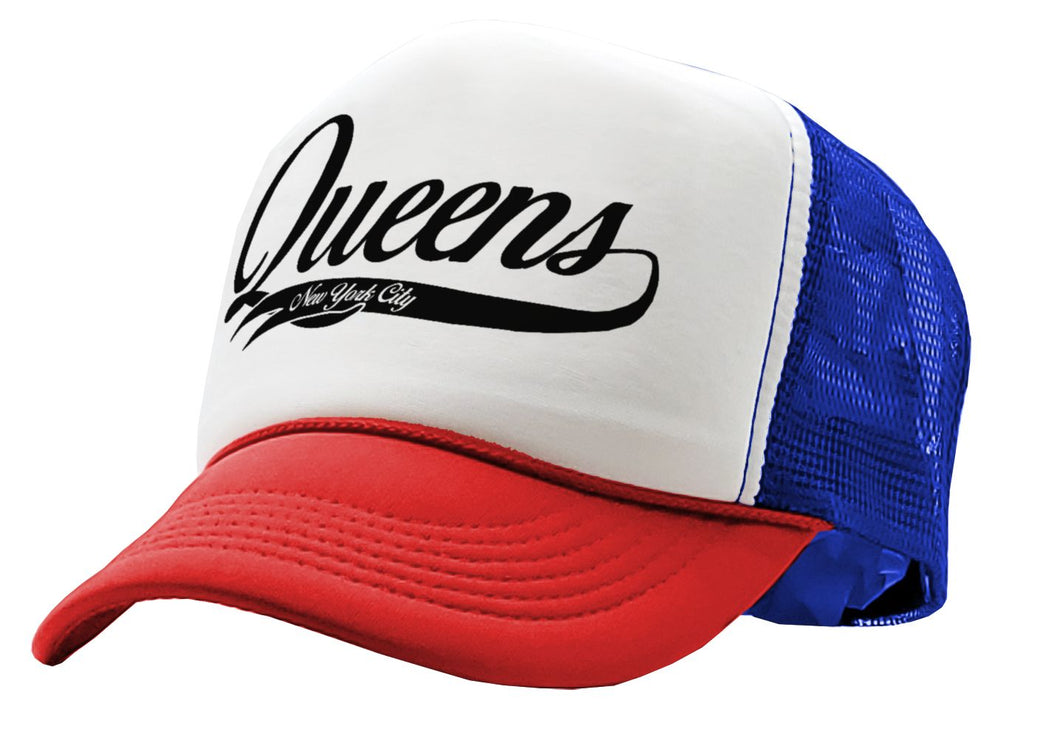 QUEENS - nyc new york city borough brooklyn - Vintage Retro Style Trucker Cap Hat - Five Panel Retro Style TRUCKER Cap