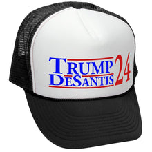 Load image into Gallery viewer, TRUMP - DESANTIS - 2024 For President - Vintage Retro Style Trucker Cap Hat - Five Panel Retro Style TRUCKER Cap
