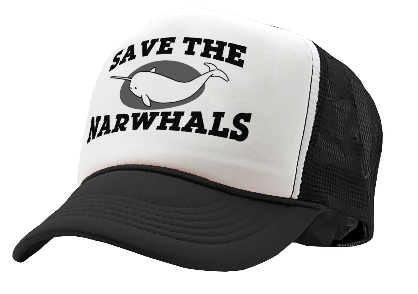 SAVE THE NARWHALS - funny wildlife activist - Vintage Retro Style Trucker Cap Hat - Five Panel Retro Style TRUCKER Cap