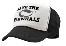 Load image into Gallery viewer, SAVE THE NARWHALS - funny wildlife activist - Vintage Retro Style Trucker Cap Hat - Five Panel Retro Style TRUCKER Cap
