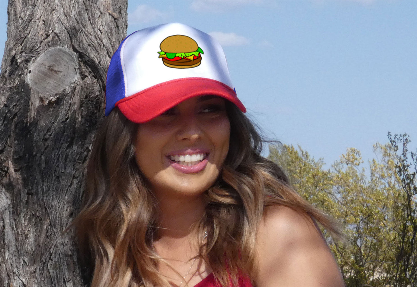 HAMBURGER - Five Panel Retro Style TRUCKER Cap