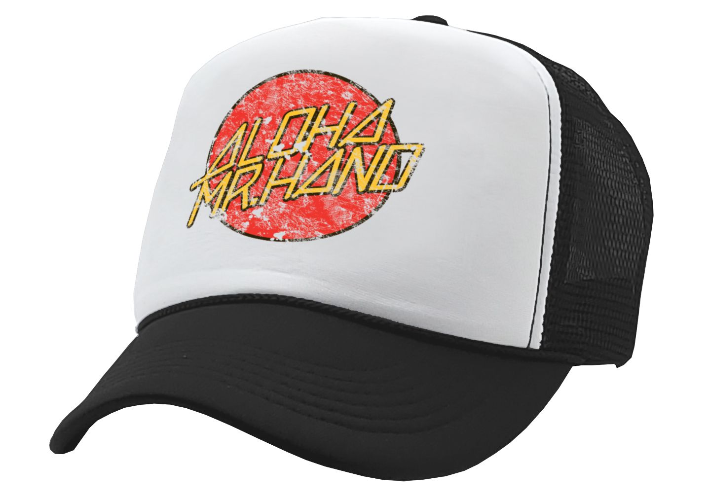 ALOHA MR HAND - ridgemont movie 1980's classic - Retro Style Trucker Cap Hat - Five Panel Retro Style TRUCKER Cap