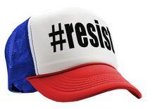 Load image into Gallery viewer, RESIST - hashtag resistance movement fight - Vintage Retro Style Trucker Cap Hat - Five Panel Retro Style TRUCKER Cap
