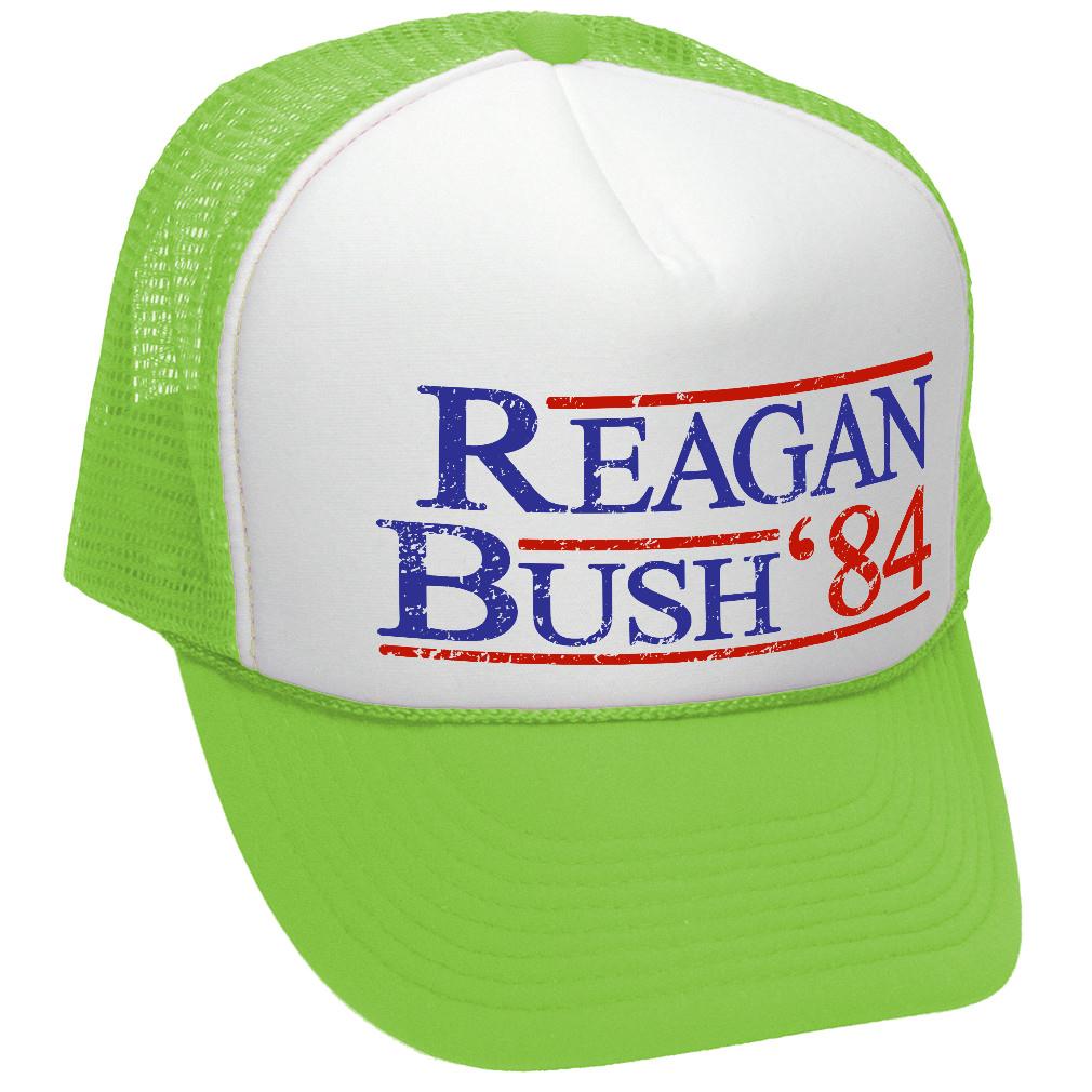 REAGAN BUSH '84 - funny retro vintage style - Unisex Adult Trucker Cap Hat - Five Panel Retro Style TRUCKER Cap