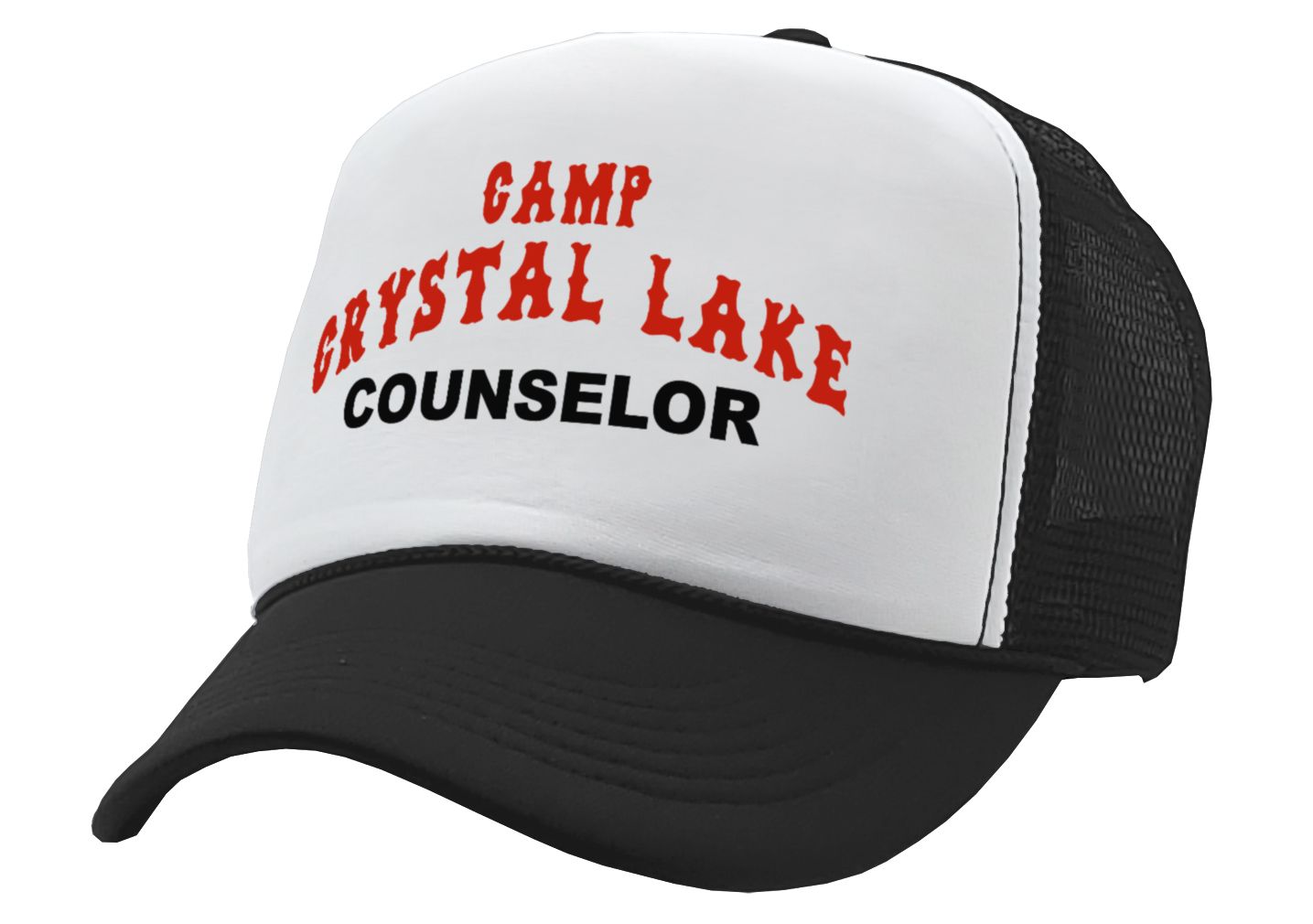 CRYSTAL LAKE COUNSELOR - funny 80s horror movie - Mesh Trucker Hat Cap - Five Panel Retro Style TRUCKER Cap