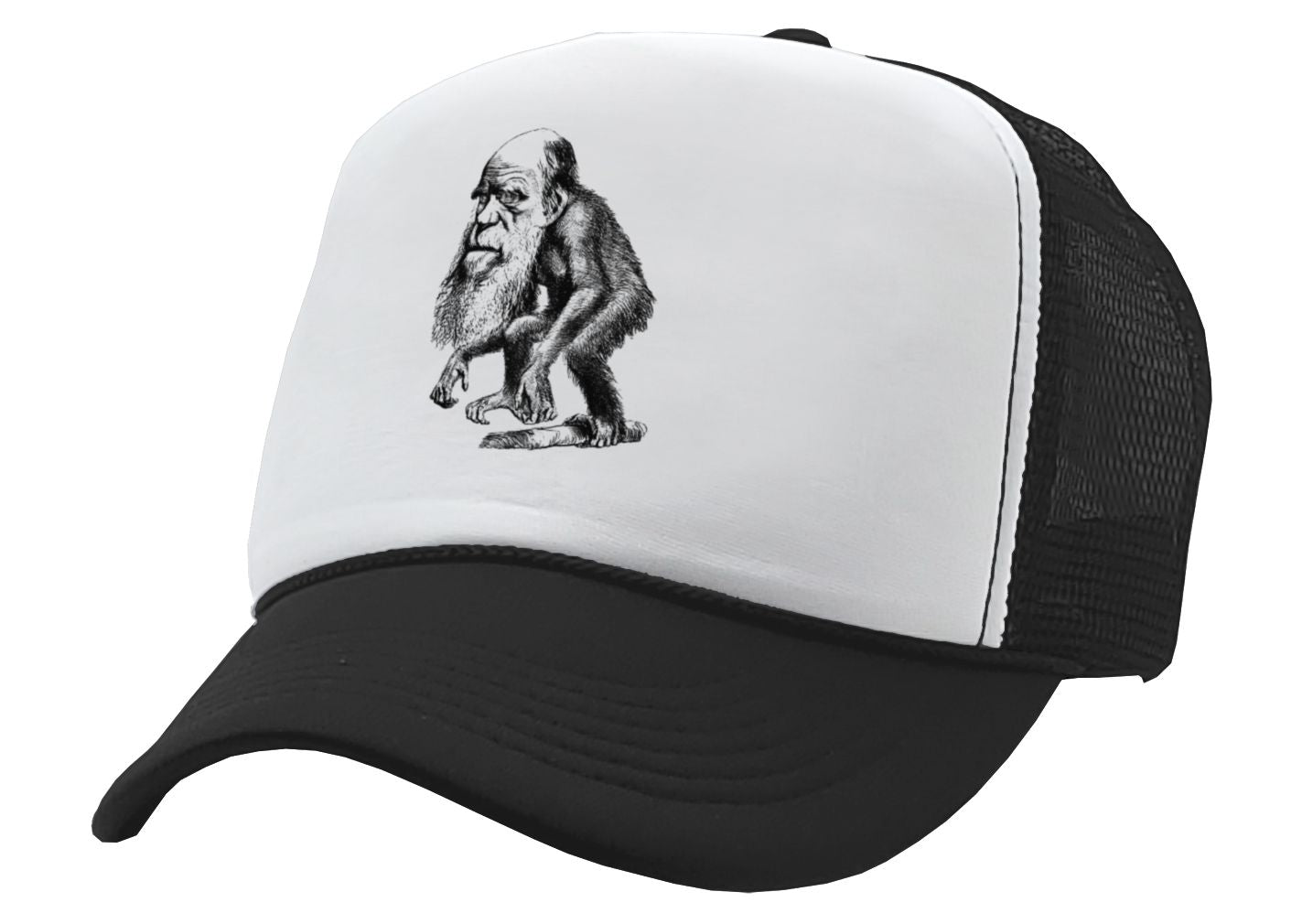 DARWIN EVOLUTION - funny science denier - Vintage Retro Style Trucker Cap Hat - Five Panel Retro Style TRUCKER Cap