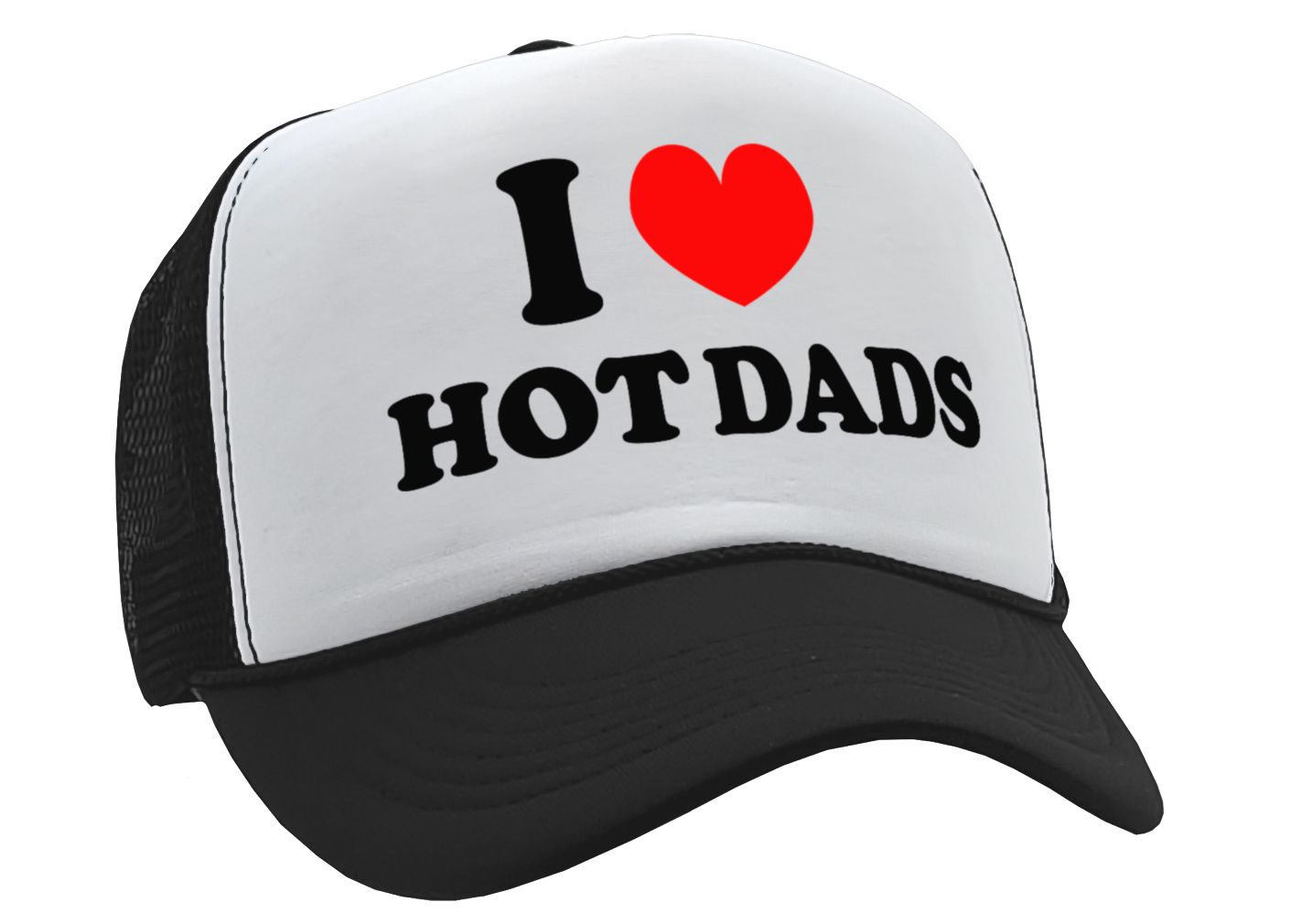 I Heart Hot Dads - Vintage Retro Style Trucker Cap Hat - Five Panel Retro Style TRUCKER Cap