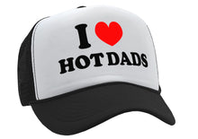 Load image into Gallery viewer, I Heart Hot Dads - Vintage Retro Style Trucker Cap Hat - Five Panel Retro Style TRUCKER Cap
