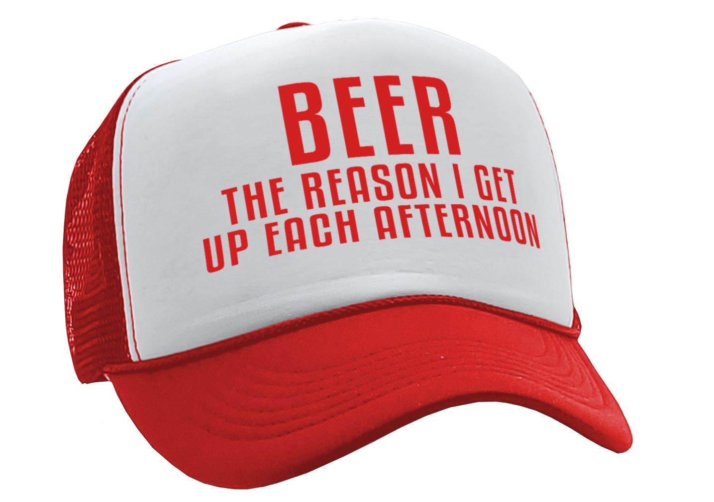 BEER - The Reason I Get up each AFTERNOON - Vintage Retro Style Trucker Cap Hat - Five Panel Retro Style TRUCKER Cap