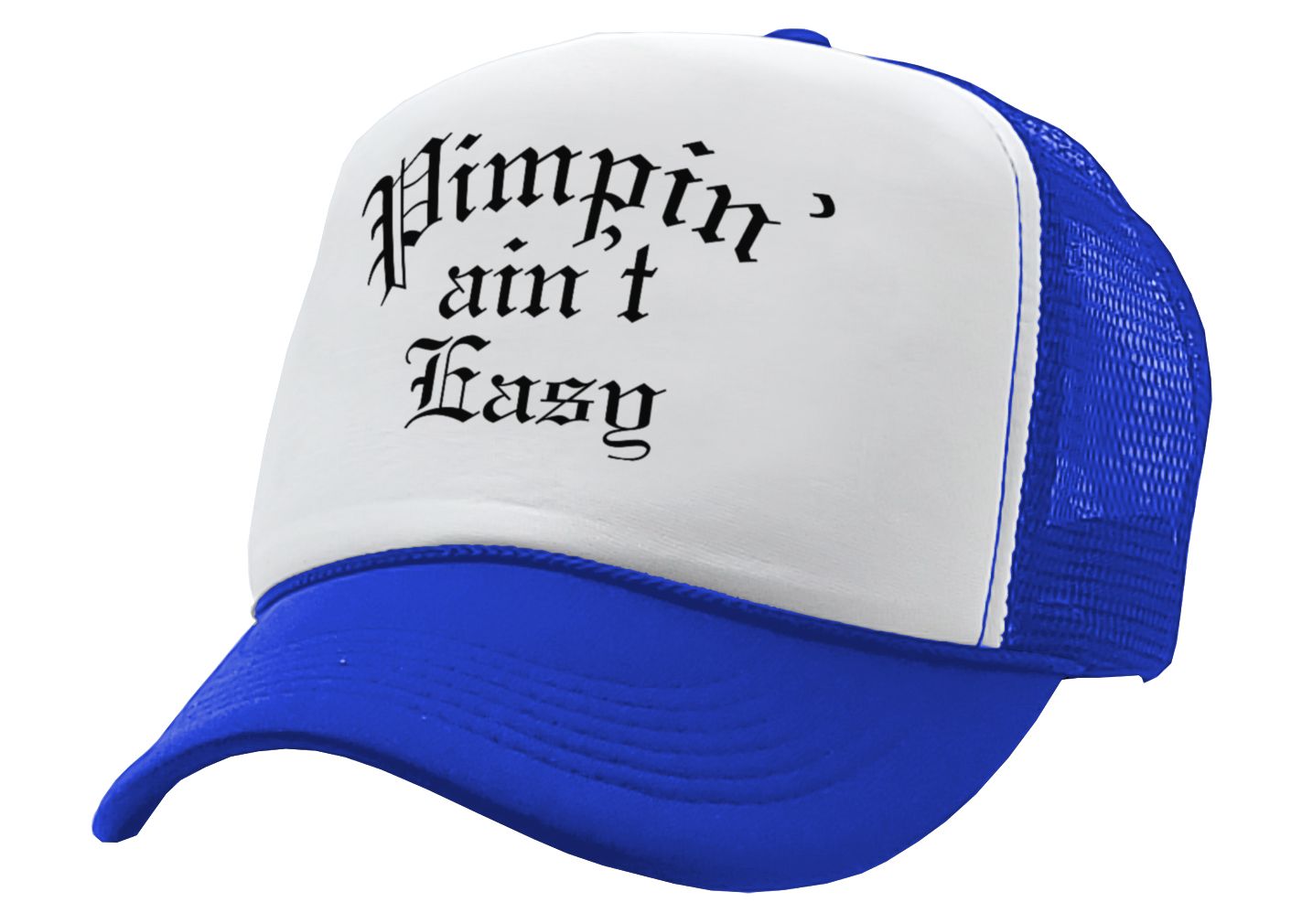 PIMPIN AIN'T EASY - hip hop rap music - Vintage Retro Style Trucker Cap Hat - Five Panel Retro Style TRUCKER Cap