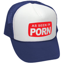 Load image into Gallery viewer, As Seen IN PORN - Retro Vintage Mesh Trucker Cap Hat - Flat Bill Snap Back 5 Panel Hat
