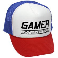 Load image into Gallery viewer, GAMER - I will SLEEP when I DIE - gaming - Vintage Retro Style Trucker Cap Hat - Five Panel Retro Style TRUCKER Cap
