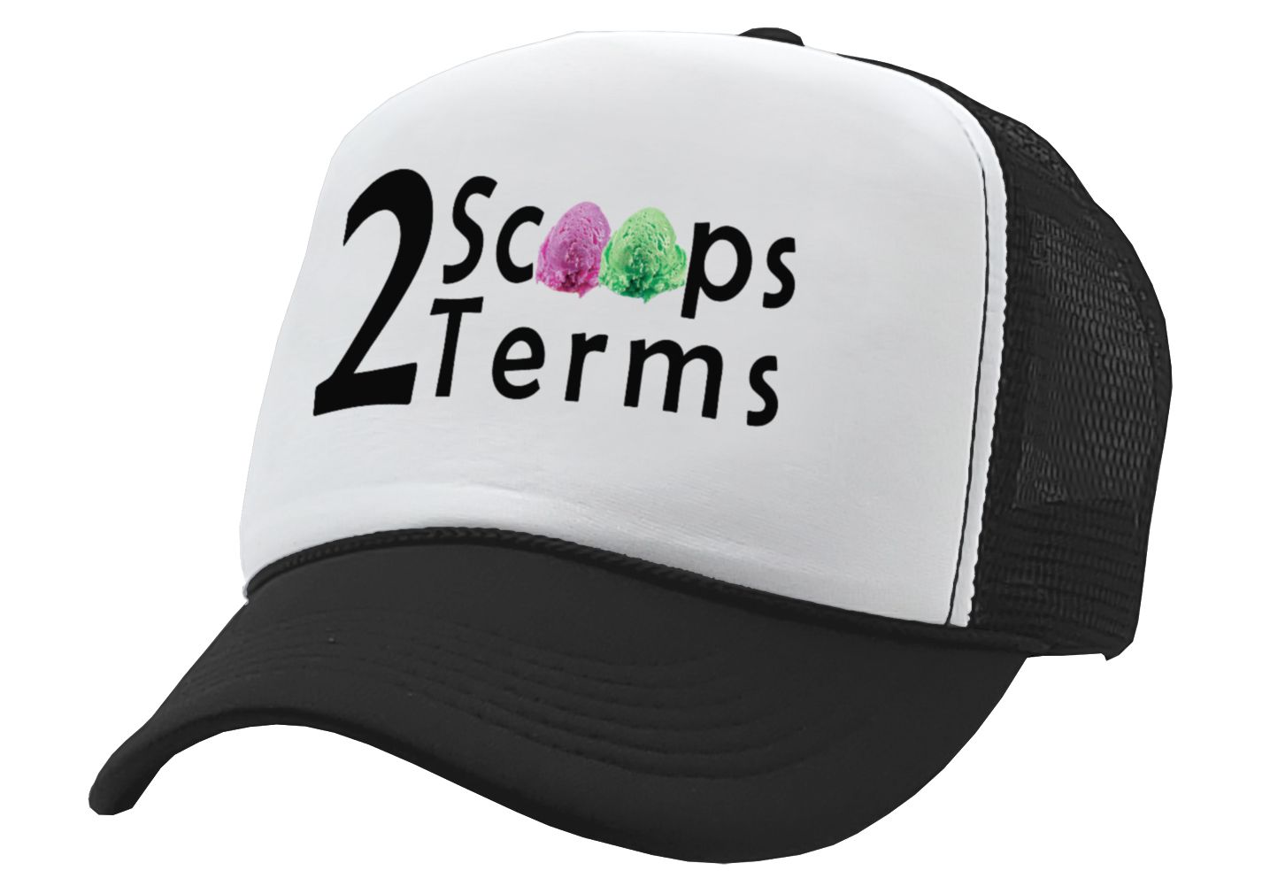 TWO SCOOPS - 2 TERMS - Five Panel Retro Style TRUCKER Cap