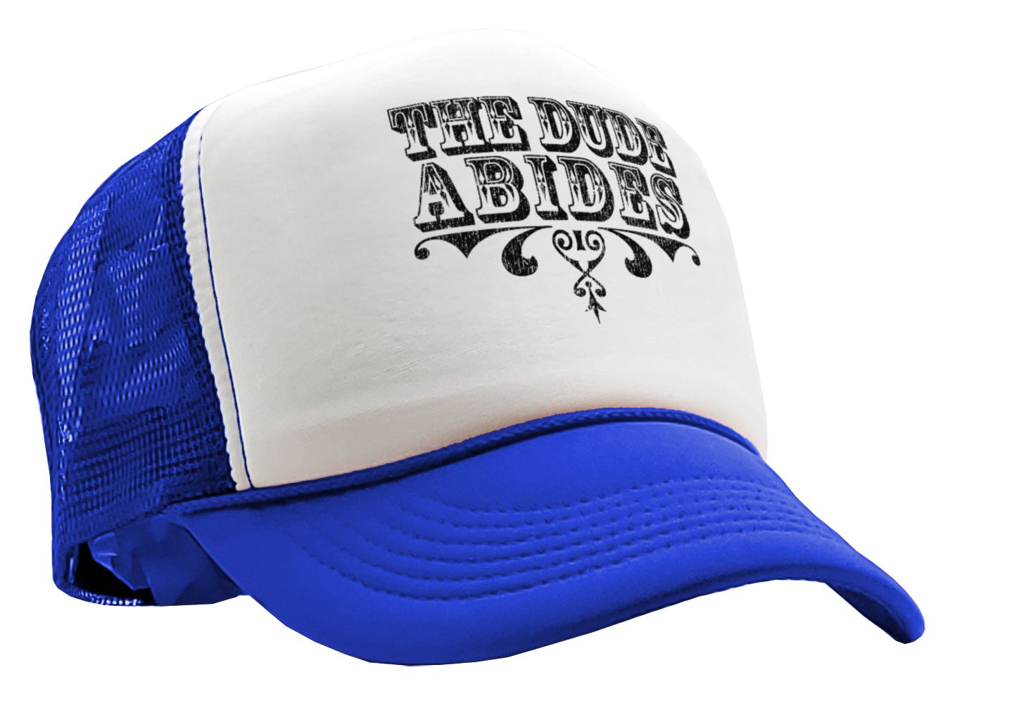 THE DUDE ABIDES - lebowski funny - Vintage Retro Style Trucker Cap Hat - Five Panel Retro Style TRUCKER Cap