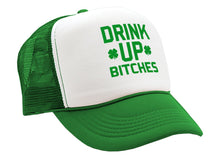 Load image into Gallery viewer, DRINK UP BITCHES - st patricks day party paddy - Vintage Retro Style Trucker Cap Hat - Five Panel Retro Style TRUCKER Cap
