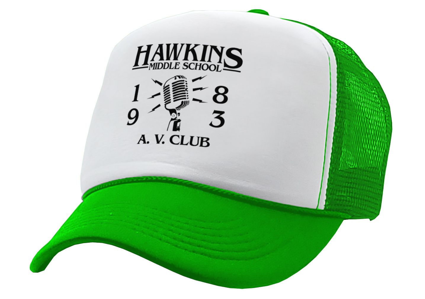 HAWKINS MIDDLE SCHOOL - AV CLUB - stranger - Vintage Retro Style Trucker Cap Hat - Five Panel Retro Style TRUCKER Cap