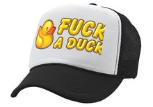 Load image into Gallery viewer, F___ A DUCK - funny dare gift gag rubber ducky - Vintage Retro Style Trucker Cap Hat - Five Panel Retro Style TRUCKER Cap
