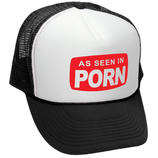 As Seen IN PORN - Retro Vintage Mesh Trucker Cap Hat - Flat Bill Snap Back 5 Panel Hat