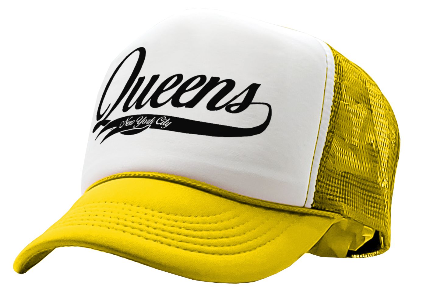 QUEENS - nyc new york city borough brooklyn - Vintage Retro Style Trucker Cap Hat - Five Panel Retro Style TRUCKER Cap