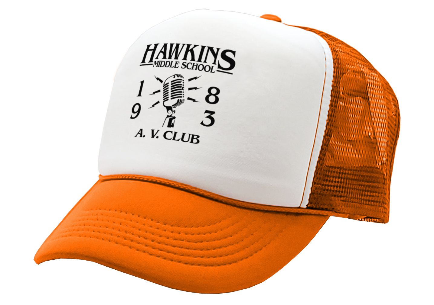 HAWKINS MIDDLE SCHOOL - AV CLUB - stranger - Vintage Retro Style Trucker Cap Hat - Five Panel Retro Style TRUCKER Cap