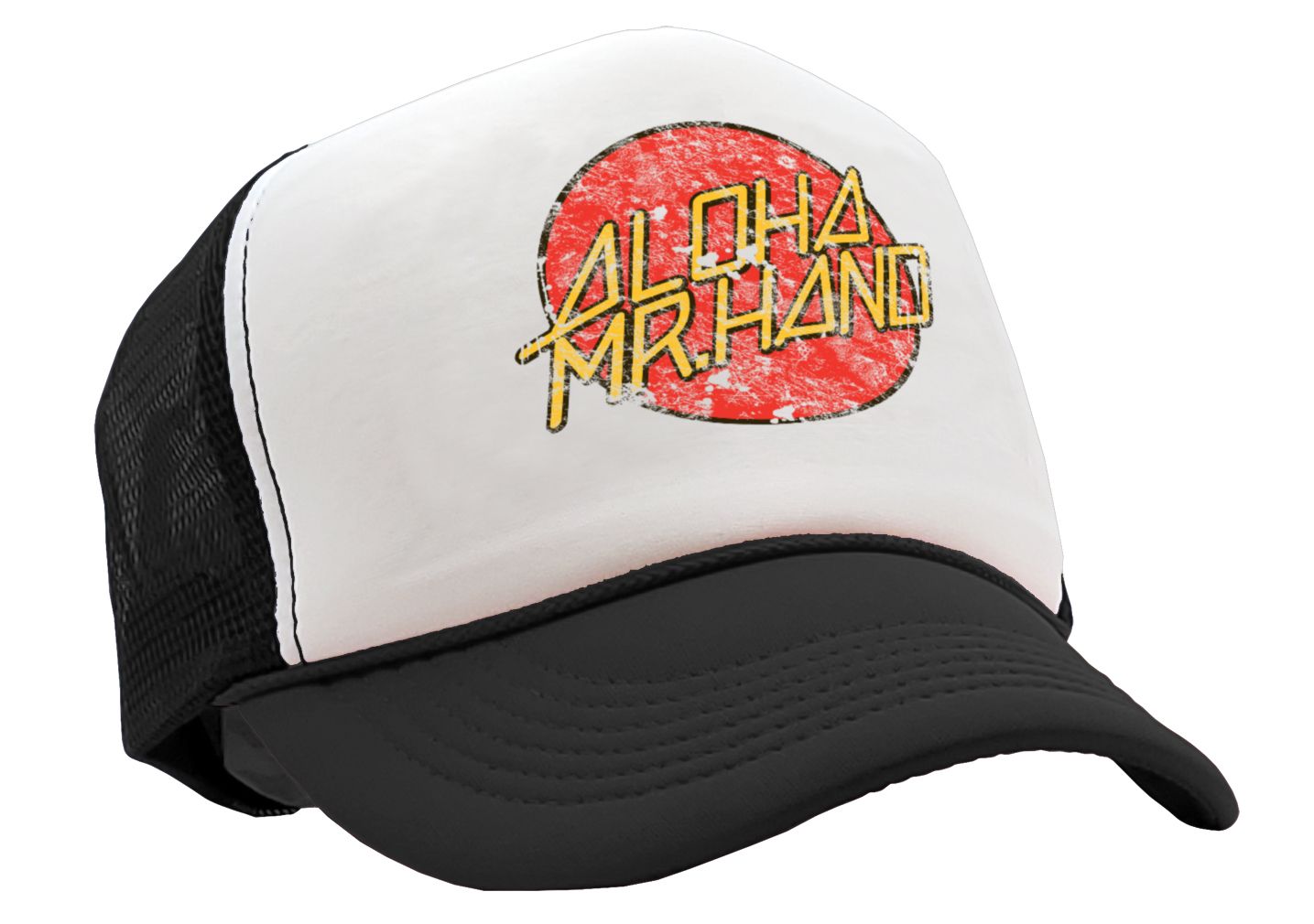 ALOHA MR HAND - ridgemont movie 1980's classic - Retro Style Trucker Cap Hat - Five Panel Retro Style TRUCKER Cap