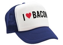 Load image into Gallery viewer, I HEART BACON - grease breakfast food - Vintage Retro Style Trucker Cap Hat - Five Panel Retro Style TRUCKER Cap
